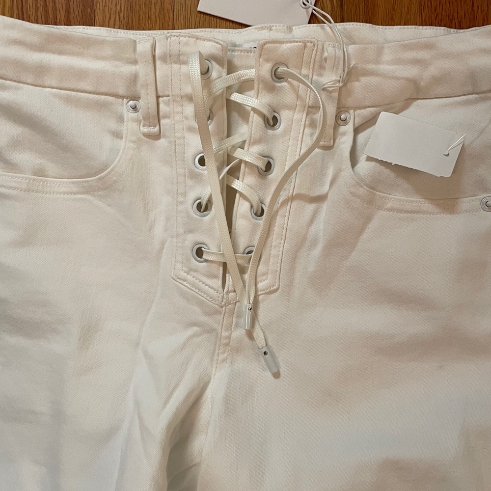 White high waisted lace up GOOD AMERICAN jeans